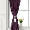 YURIHOME Pom Pom Velvet Curtains 120 Inches for Bedroom, Purple