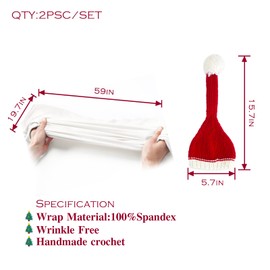 Christmas Newborn Photography Props Swaddle Snow White Wraps with Santa Hats for Baby Boys Girls Photo Props Shoot