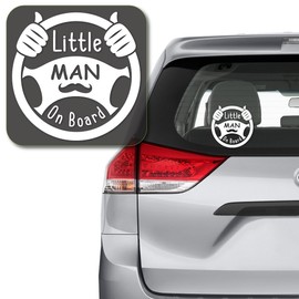 Yoonek Graphics Little Man on Board Decal Sticker for Car Window, Laptop and More # 1001 (6" x 6", White)