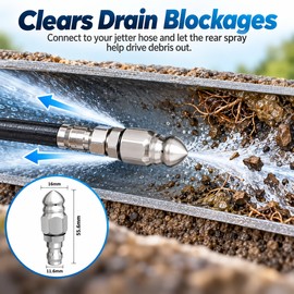 Sewer Jetter Nozzle Kit for Pressure Washer Use – Stainless Steel Drain Cleaning Heads with Quick Connector
