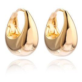 MOUP Simple Design Earrings, Popular, Hypoallergenic Metal, Ring, 18K Gold Earrings, For Women, Earring, Loop, For Adults, Silver Copper Cubic Zirconia