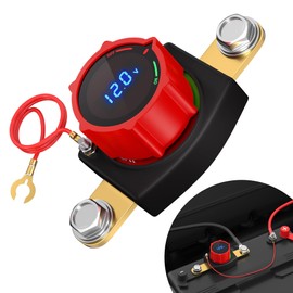 RVBOATPAT Side Post Battery Disconnect Switch 12V 300A Led Voltage Display Negative On/Off 3/8" Stud Car Battery Cut Off Switch for Auto Marine Truck Boat