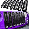 E-cowlboy 7PCS Front Grill Mesh Inserts Clip-in Grille Guard for 2007-2017 Jeep Wrangler JK JKU Unlimited Sport Freedom Rubicon Sahara (Glossy Black)