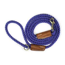 Natural Cotton Rope Slip-End Leash, Standard Loop Handle with Leather Accents, Festive Choice for Training Small, Medium and Large Dogs, Made in The USA