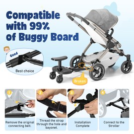 BugyKido 2-Pack Buggy Board Sticky Straps, Hook and Loop Fastener for Buggy Board, Easy to Replace, Secure and Stable Connection Accessory(No Buggy Board Included)