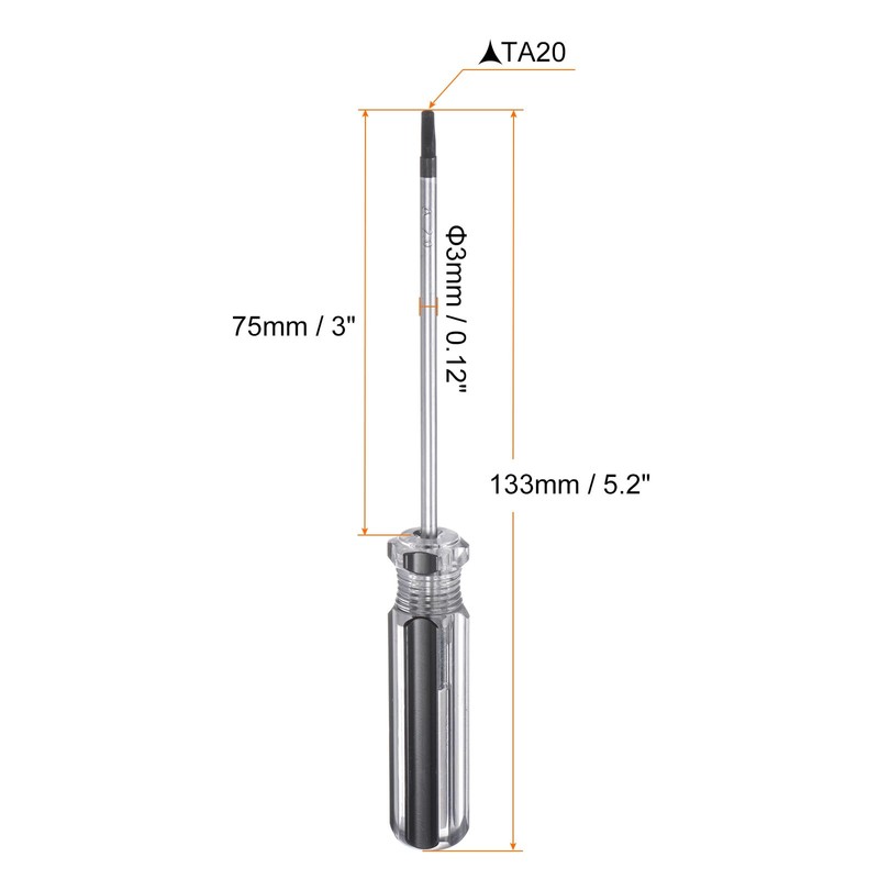 sourcing map Magnetic Triangle Screwdriver 3x75mm Rod TA20 Steel Triangular