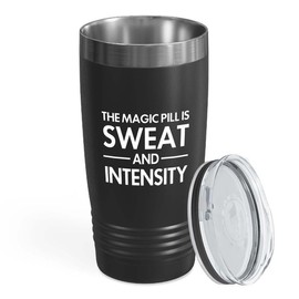 Flairy Land Fitness Black Edition Tumbler 20oz - The Magic Pill - Personal Trainer Gift Gym Bodybuilder Workout Instructor Weightlifter Exercise Coach Cardio