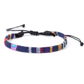 Wagoodter Adjustable Woven Stretch Bracelet Unisex Braided Anklet Bracelet Beach Colorful Thin Rope, Cotton