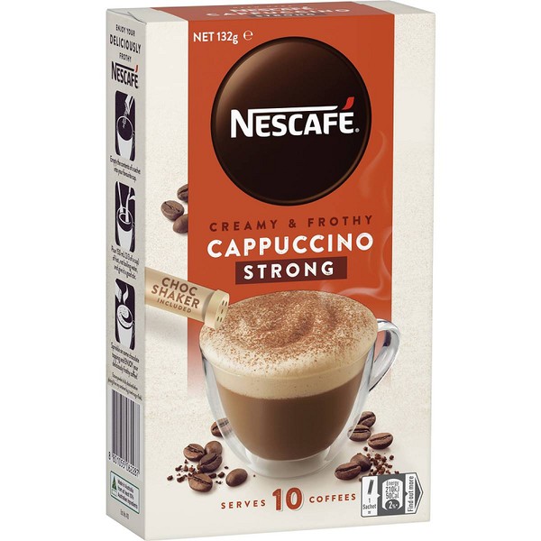 Nescafe Coffee Sachets Strong Cappuccino 10 Pack