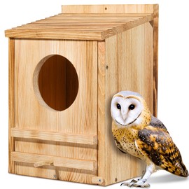 Barn Owl House, Owl Nesting Box for Outside, Wooden Screech Owls Nesting Box, Large Caliber Round Hollow Outdoor Bird's Boxes, Suitable for Wildlife Screech, Barred, Great Horned, Barn