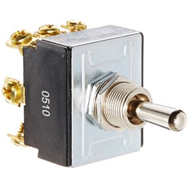 NSI 78315TS Toggle Switch, Maintained Contact and Multiple Pole, On Off-On Circuit Function, 3PDT, Brass/Nickel Actuator, 15/10 amps at 125/250 VAC, Screws Connection