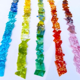 LITMIND 2.2LB Irregular Stained Glass Scraps – Mottled Opal Rainbow Mix, Colorful Mosaic Pieces for Crafts, DIY Projects & Home Décor