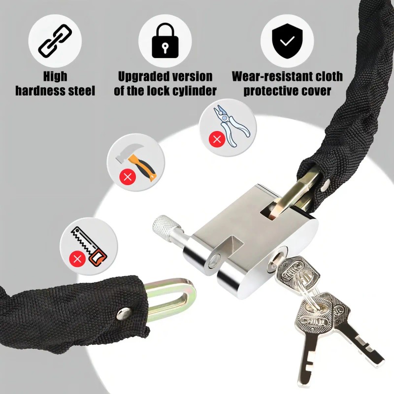 1.2 M Candado De Cadena Antirrobo Para Bicicleta Y Moto