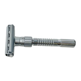 G.B.S Adjustable Double Edge Butterfly Razor Stainless Steel Knurled Handle Ergonomic Non Slip Grip