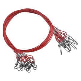 30pcs Fishing Wire Leaders, 150LB 19.6inch Stainless Steel Fishing Line Leaders with Swivels Snaps for Saltwater and Freshwater, Black/Green/Red