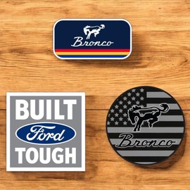 Jeep Thermobecher mit Ford Bronco Built Wild Logo, 590 ml, inklusive Ford- und Ford-Bronco-Aufkleber-Set