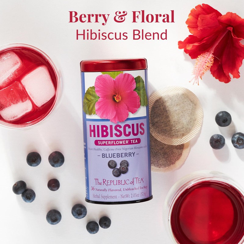 The Republic of Tea, Hibiscus Blueberry Superflower Herbal Tea, 250