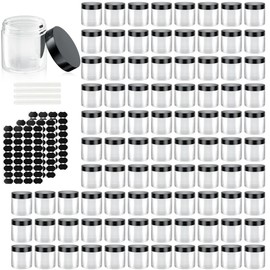 90 Pack 4 Oz Plastic Containers with Lids, OBKJJ Clear Travel Size Containers Leak Proof Makeup Travel Container BPA Free Cosmetic Slime Jars for Lotion, Cream, Body Butter, Makeup, Ointments