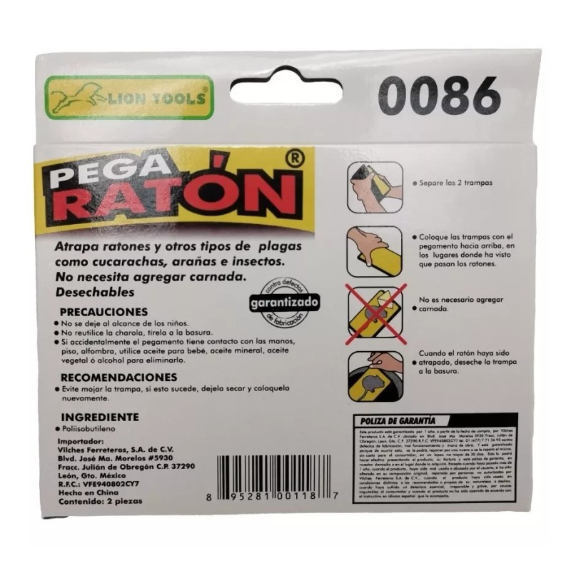 Lion Tools 10 Trampas Para Raton De Pegamento En Charola
