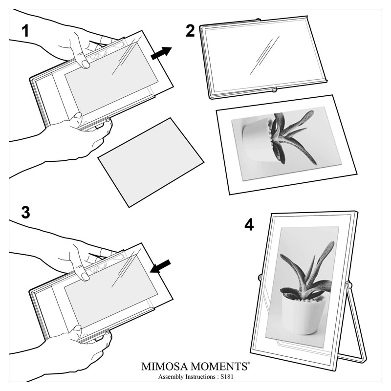 MIMOSA MOMENTS Silver Metal Floating Picture Frame (Silver, 4x6)