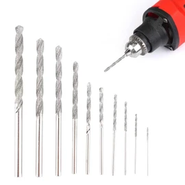 Diamond Twist Drill Bit Set, 10 Pieces, 0.8-4.0mm, High Speed Steel for Glass, Tile, Stone, Wood