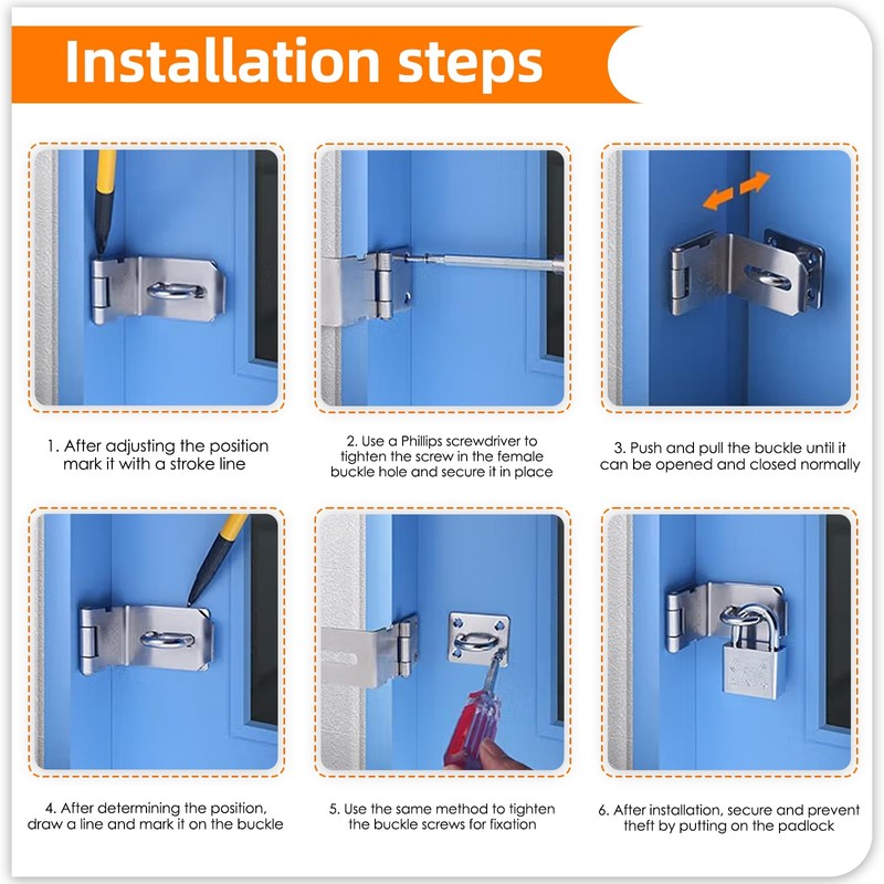 Dfuqanb Pack of 2 Stainless Steel 90 Degree Hasp Lock,