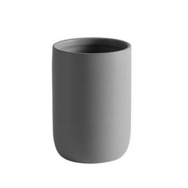 CAZAGA Ceramic Toothbrush Holders for Bathrooms, 8 oz Matte Tooth Brushing Dispenser, Small Tooth Brush Organizer for Vanity Countertop, Toothpaste Storage Stand, Tumbler Cup for Makeup Brushes-Grey