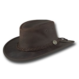 Barmah Hats Foldaway Bronco Leather Hat - Item 1060 - brown - XXL