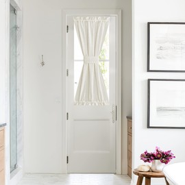 NICETOWN Front Door Curtain - Soft Beige Linen Weave Pattern Door Shade for Windows Light Filtering Rod Pocket French Window Cover for Entryway/Garage with Tieback, 1 Panel, 26" W x 40" L