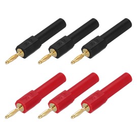 MECCANIXITY 6 Pcs 2mm Banana Plugs, 36A 2mm Plug 4mm Jack Speaker Wire Cable Plugs Connectors, Banana Jack Connector for Speaker Wire Audio Cable, Black&Red