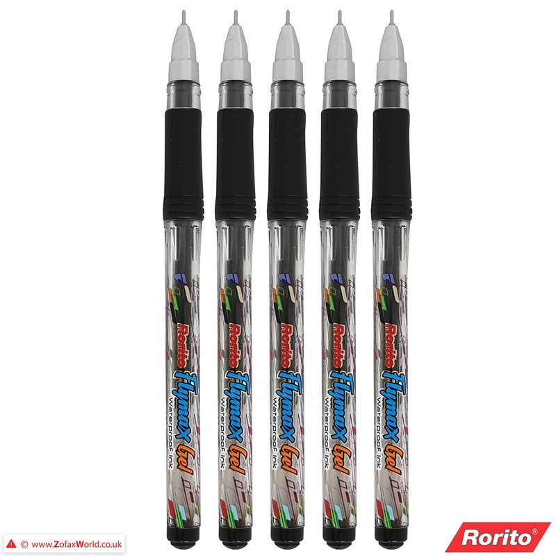 rorito 5 x 0.5mm Needle Tip Flymax Gel BLACK Pen