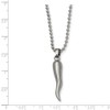 Stainless Steel Italian Horn Necklace; 22 inch