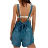 happlan Women's Denim Shortalls Romper Overalls with Pockets(0751-DarkBlue-M)