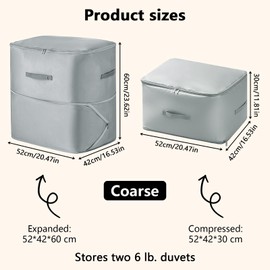 PIWOSGOL Ultra Space Saving Self-Compressing Organiser, Space Saving Bags, Extra Large Storage Bag for Duvets, Blankets, Clothes, Storage for Duvets (Grey, XL, 54 x 42 x 60 cm)