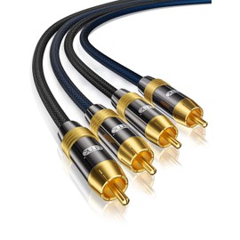 EMK RCA Cable, 2RCA Male to 2RCA Male Stereo Audio Cable HiFi System Interconnect Cable (1M, 2RCA Male to 2RCA Male Audio Cable, Black)