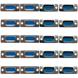 Jienk 20PCS DB9 Male and Female Solder Type Connector, RS232 Serial 9 Pin D Sub Adapter for PC Accessories(Male x 10, Female x 10)