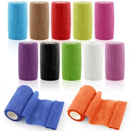 Zosenyer Selbstklebender Verband, 12 Rollen x 10cm x 4.5m Selbsthaftende Bandage für Erste Hilfe, Elastische Binde Kohäsiver Verband für Handgelenk, Knöchel, Vet Wrap, Pet