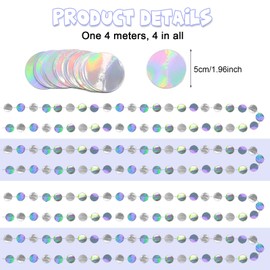 SSKHE 52Ft Iridescent Circle Dot Streamer Garland Decoration, Party Decorations, Dot Bunting Streamer, Rainbow Twinkle Paper Banner for Birthday, Party, Engagement, Wedding, Baby Shower