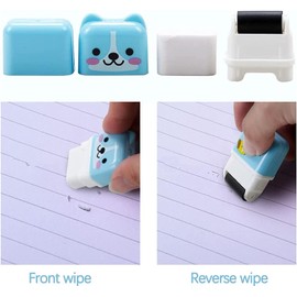 6Pcs Random Cartoon Animal Themed Roller Erasers Cute Pencil Rubber Eraser for School Office Home and Kids Gift Correction Products