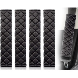 4 Almohadillas para Cinturón de Seguridad, Fundas para Cinturón de Coche, Cojín para Cinturón, Accesorios de Coche, Comodidad Mejorada, Compatible con Automóviles, Camiones, SUV y Más (Negro)