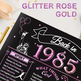 OLOSONG 40th Birthday Card for Women Her, Jumbo 3D Pop Up 40th Birthday Gifts, Back In 1985 Happy 40 Year Old Sister Birthday Decorations Cards Card for Wife, Rose Gold