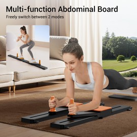 Pilates Board, Multifunctional Abdominal Plate Sets, Detachable Ab Trainer Machine for Home, 6 in 1 Pilates Sliding Board, Foldable Pilates Reformer for Women Core Workouts (Black)