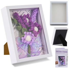 IMZAY Lavender Crochet Kit with Photo Frame, Lavender Knitting Weaving Set with Yarn, Hooks, Instruction, Stitching Markers, Fiber Fill, Floral Wire, Crochet Set for Mother's Day & Christmas