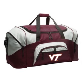 Large Virginia Tech Duffel Bag - Deluxe VT Hokies Duffle Suitcase or Luggage Bag (Maroon)