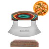 Pizza Cutter Rocker Knife, Sharp Ulu Knife with Wooden handle,