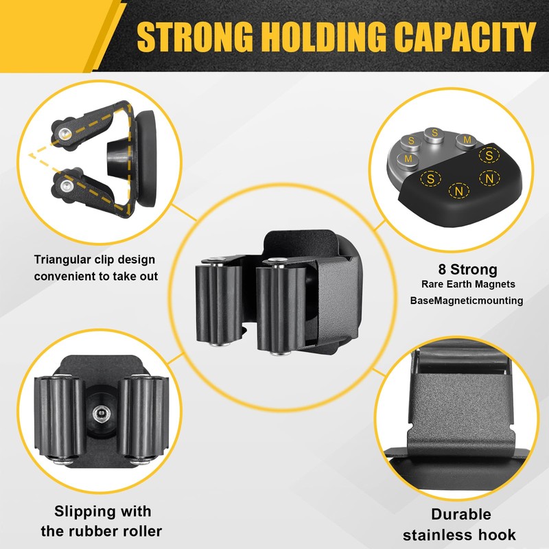 Magnetic Broom and Mop Holder Wall Mounting, Broom Holder Wall,