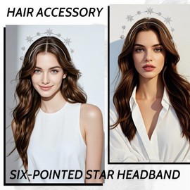 Star Headband, Hair Band Stars Silver, Rhinestone Hair Band, Rhinestone Hair Hoop Headband for Women Girls Pearl Rhinestone Headpiece Wedding Headpiece Bridal Hair Bands, Headpiece, Party, Christmas