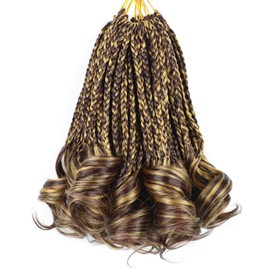 French Curl Braiding Hair P27/33 French Curl Crochet Braids 8 Inch Short Crochet Hair for Black Women Goddess Box Braids Crochet Hair Pre Looped French Curls Braiding Hair