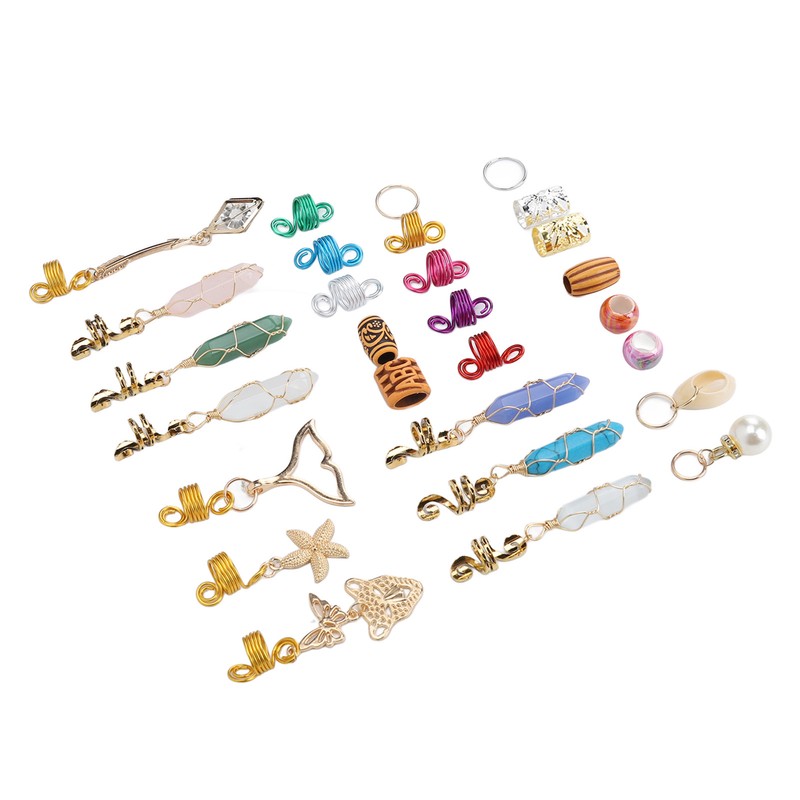 129pcs Dreadlocks Hair Rings Alloy Exquisite Shapes Hair Braiding Cuffs