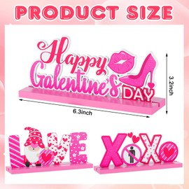 Yuntau 3 Pcs Galentine's Day Tabletop Centerpiece Decoration Happy Galentine's Day Wooden Sign Table Decor for Dining Room Home Desk Ornament Anniversary Galentine's Day Gift Party Supplies